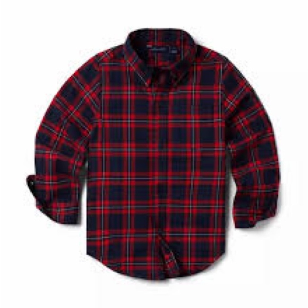 NWT Janie and Jack Conner Navy Plaid Button Down Shirt Size 14